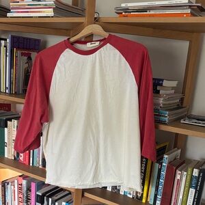 Casual Red and White Raglan Top